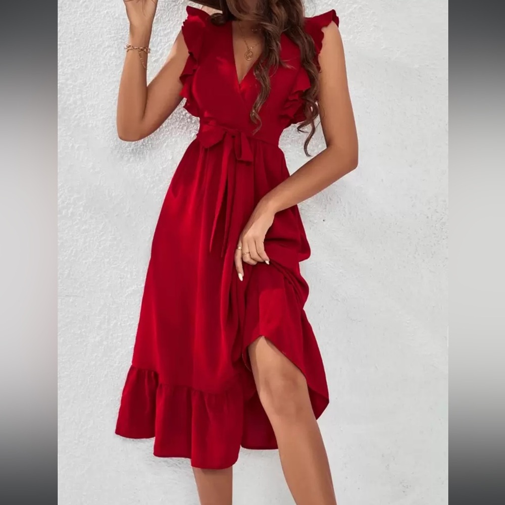 SHEIN Vibrant Red Midi Dress / Size Small